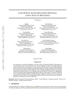 Low-Power Audio Keyword Spotting using Tsetlin Machines