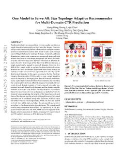 One Model to Serve All: Star Topology Adaptive Recommender for
  Multi-Domain CTR Prediction