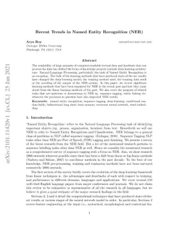 Recent Trends in Named Entity Recognition (NER)