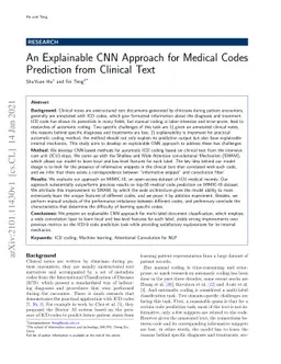 An Explainable CNN Approach for Medical Codes Prediction from Clinical
  Text