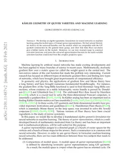Kähler Geometry of Quiver Varieties and Machine Learning