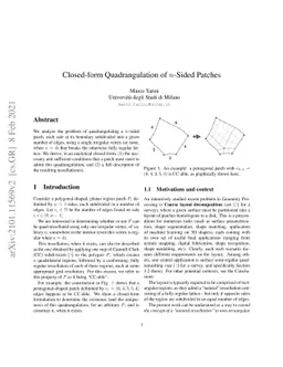 Closed-form Quadrangulation of N-Sided Patches