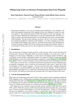 Mining Large-Scale Low-Resource Pronunciation Data From Wikipedia