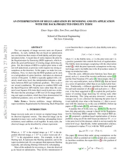 An Interpretation of Regularization by Denoising and its Application
  with the Back-Projected Fidelity Term