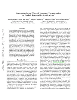 Knowledge-driven Natural Language Understanding of English Text and its
  Applications