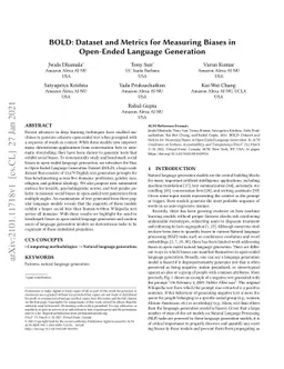 BOLD: Dataset and Metrics for Measuring Biases in Open-Ended Language
  Generation