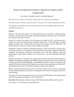 Neural networks for Anatomical Therapeutic Chemical (ATC) classification