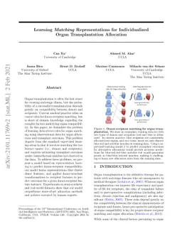 Learning Matching Representations for Individualized Organ
  Transplantation Allocation