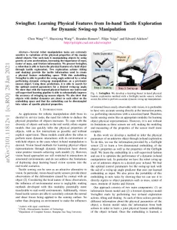SwingBot: Learning Physical Features from In-hand Tactile Exploration
  for Dynamic Swing-up Manipulation