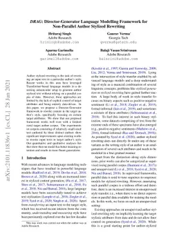 DRAG: Director-Generator Language Modelling Framework for Non-Parallel
  Author Stylized Rewriting