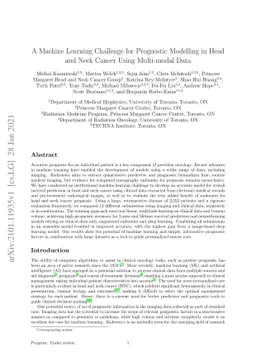 A Machine Learning Challenge for Prognostic Modelling in Head and Neck
  Cancer Using Multi-modal Data