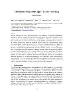 Choice modelling in the age of machine learning -- discussion paper