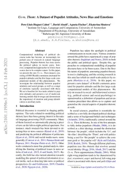 Us vs. Them: A Dataset of Populist Attitudes, News Bias and Emotions