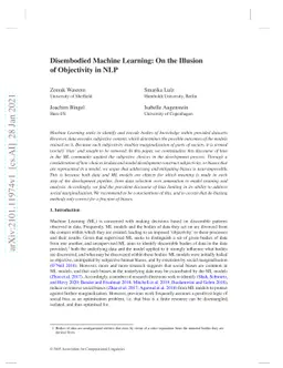 Disembodied Machine Learning: On the Illusion of Objectivity in NLP