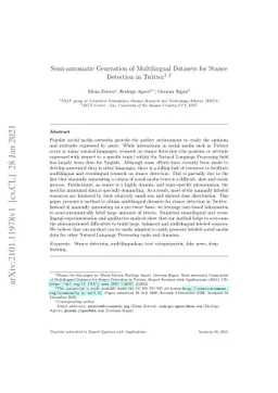 Semi-automatic Generation of Multilingual Datasets for Stance Detection
  in Twitter