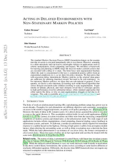 Acting in Delayed Environments with Non-Stationary Markov Policies