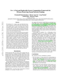 S++: A Fast and Deployable Secure-Computation Framework for
  Privacy-Preserving Neural Network Training