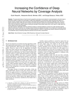 Increasing the Confidence of Deep Neural Networks by Coverage Analysis