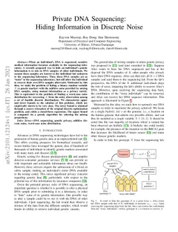 Private DNA Sequencing: Hiding Information in Discrete Noise