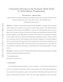 Community Detection in the Stochastic Block Model by Mixed Integer
  Programming