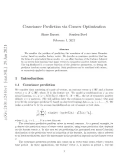 Covariance Prediction via Convex Optimization