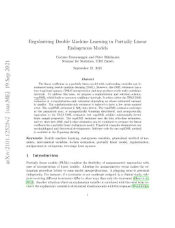 Regularizing Double Machine Learning in Partially Linear Endogenous
  Models