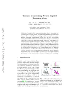 Towards Generalising Neural Implicit Representations