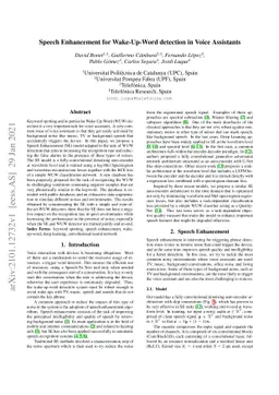 Speech Enhancement for Wake-Up-Word detection in Voice Assistants