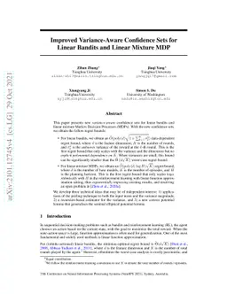 Improved Variance-Aware Confidence Sets for Linear Bandits and Linear
  Mixture MDP