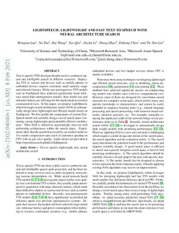 LightSpeech: Lightweight and Fast Text to Speech with Neural
  Architecture Search