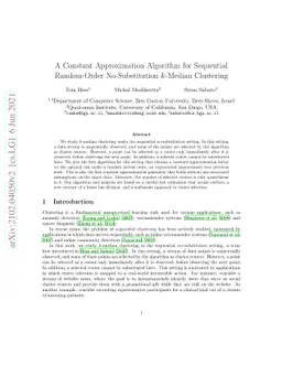 A Constant Approximation Algorithm for Sequential Random-Order
  No-Substitution k-Median Clustering