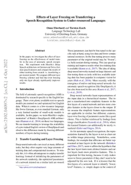 Effects of Layer Freezing on Transferring a Speech Recognition System to
  Under-resourced Languages