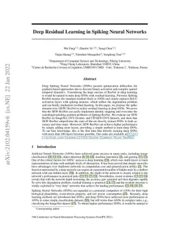 Deep Residual Learning in Spiking Neural Networks
