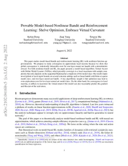 Provable Model-based Nonlinear Bandit and Reinforcement Learning: Shelve
  Optimism, Embrace Virtual Curvature