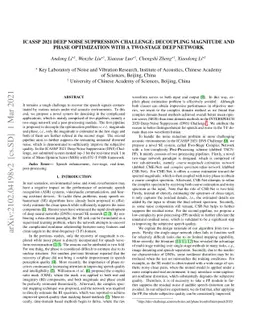 ICASSP 2021 Deep Noise Suppression Challenge: Decoupling Magnitude and
  Phase Optimization with a Two-Stage Deep Network
