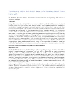 Transforming India's Agricultural Sector using Ontology-based Tantra
  Framework