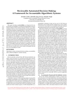 Reviewable Automated Decision-Making: A Framework for Accountable
  Algorithmic Systems