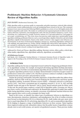 Problematic Machine Behavior: A Systematic Literature Review of
  Algorithm Audits