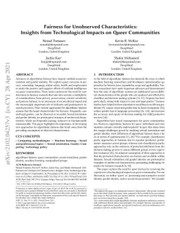 Fairness for Unobserved Characteristics: Insights from Technological
  Impacts on Queer Communities