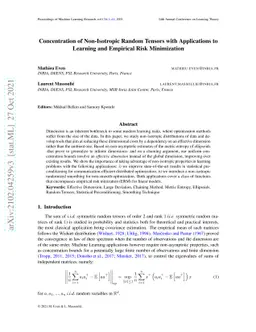 Concentration of Non-Isotropic Random Tensors with Applications to Learning and Empirical Risk Minimization