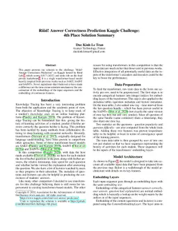 Riiid! Answer Correctness Prediction Kaggle Challenge: 4th Place
  Solution Summary