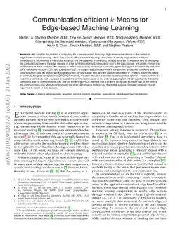 Communication-efficient k-Means for Edge-based Machine Learning