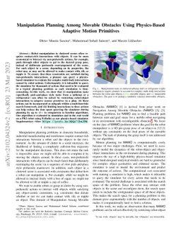 Manipulation Planning Among Movable Obstacles Using Physics-Based
  Adaptive Motion Primitives