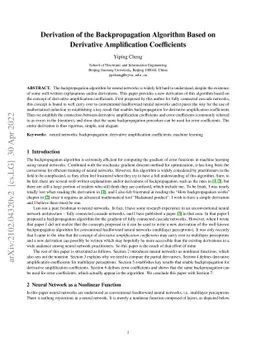 Derivation of the Backpropagation Algorithm Based on Derivative
  Amplification Coefficients
