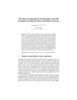 The Limits of Computation in Solving Equity Trade-Offs in Machine
  Learning and Justice System Risk Assessment