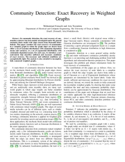 Community Detection: Exact Recovery in Weighted Graphs