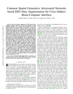 Common Spatial Generative Adversarial Networks based EEG Data
  Augmentation for Cross-Subject Brain-Computer Interface