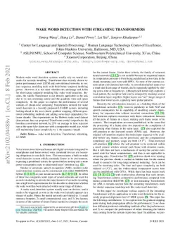 Wake Word Detection with Streaming Transformers