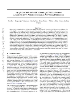 VS-Quant: Per-vector Scaled Quantization for Accurate Low-Precision
  Neural Network Inference