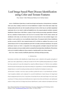 Leaf Image-based Plant Disease Identification using Color and Texture
  Features